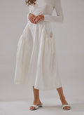 Drawstring Pleated Midi Skirt