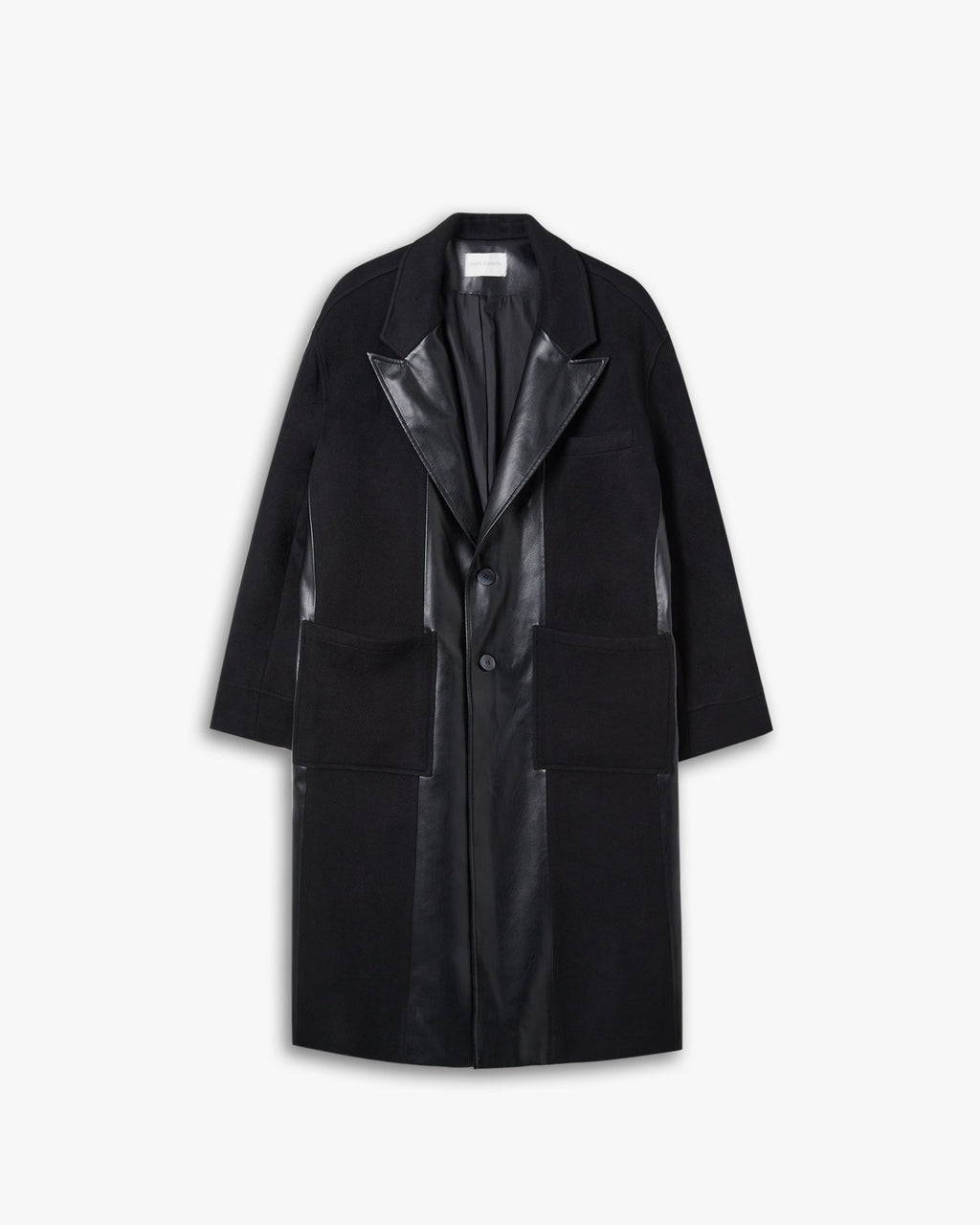 Wool &Faux-Leather Panel Coat