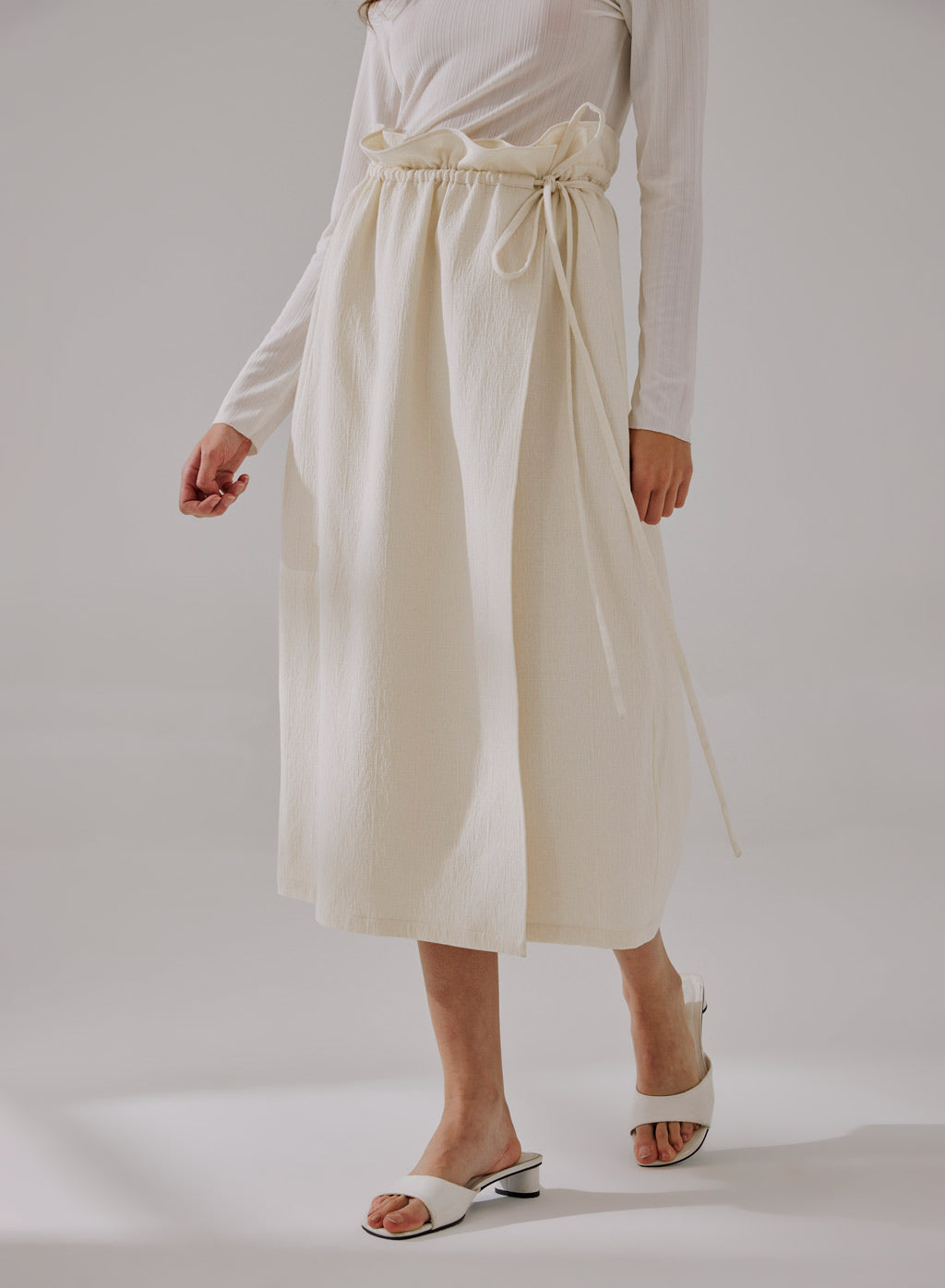 Wrap-Effect Ruffle Skirt