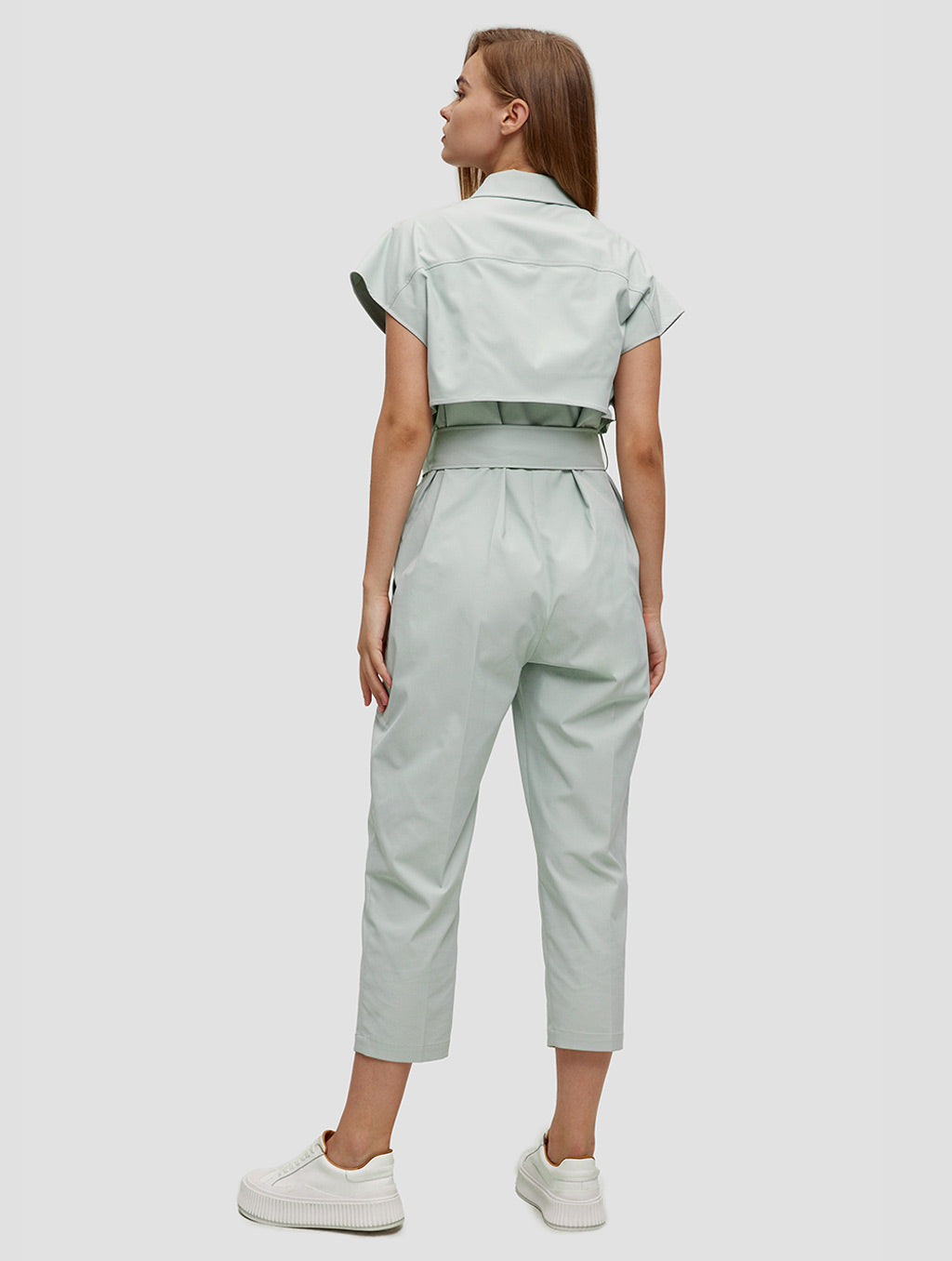 Zipper front jumpsuit - back- light cyan