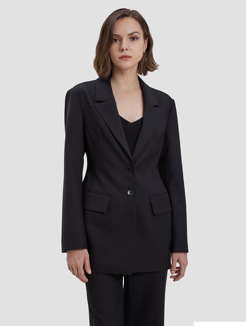 back lace-up blazer-positive-black