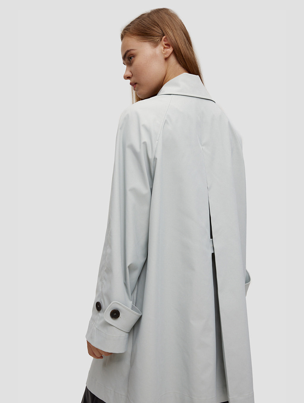 buttoned tent coat-back-light cyan