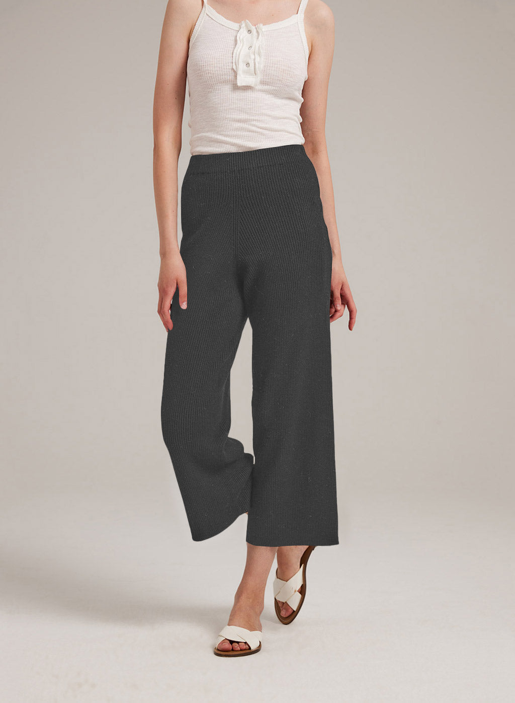 Cashmere Blend Wide-Leg Pants