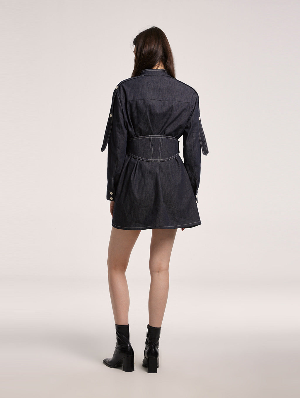 Cinched Waist Shirt Dress