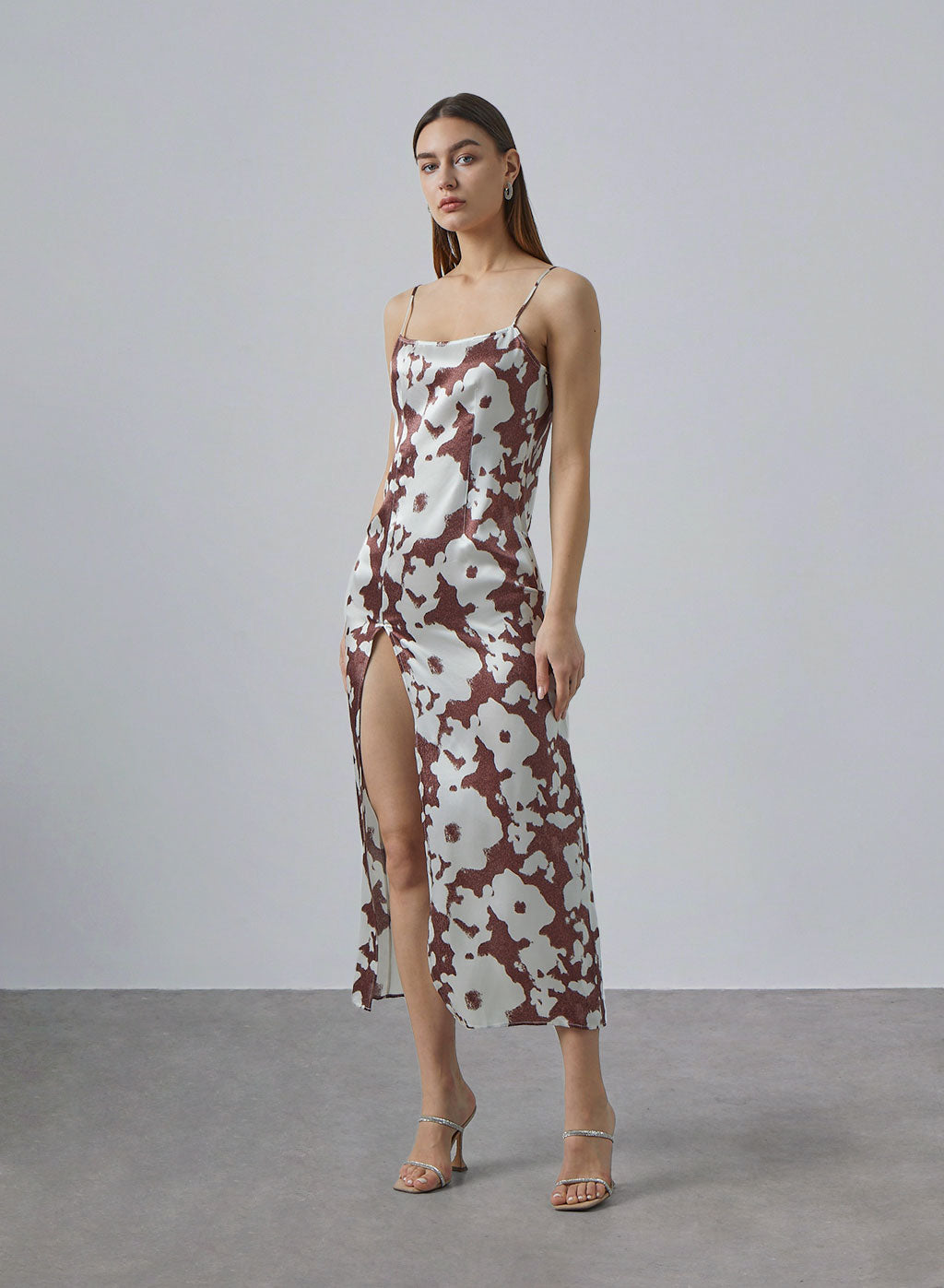 Classic High Slit Silk Slip Dress