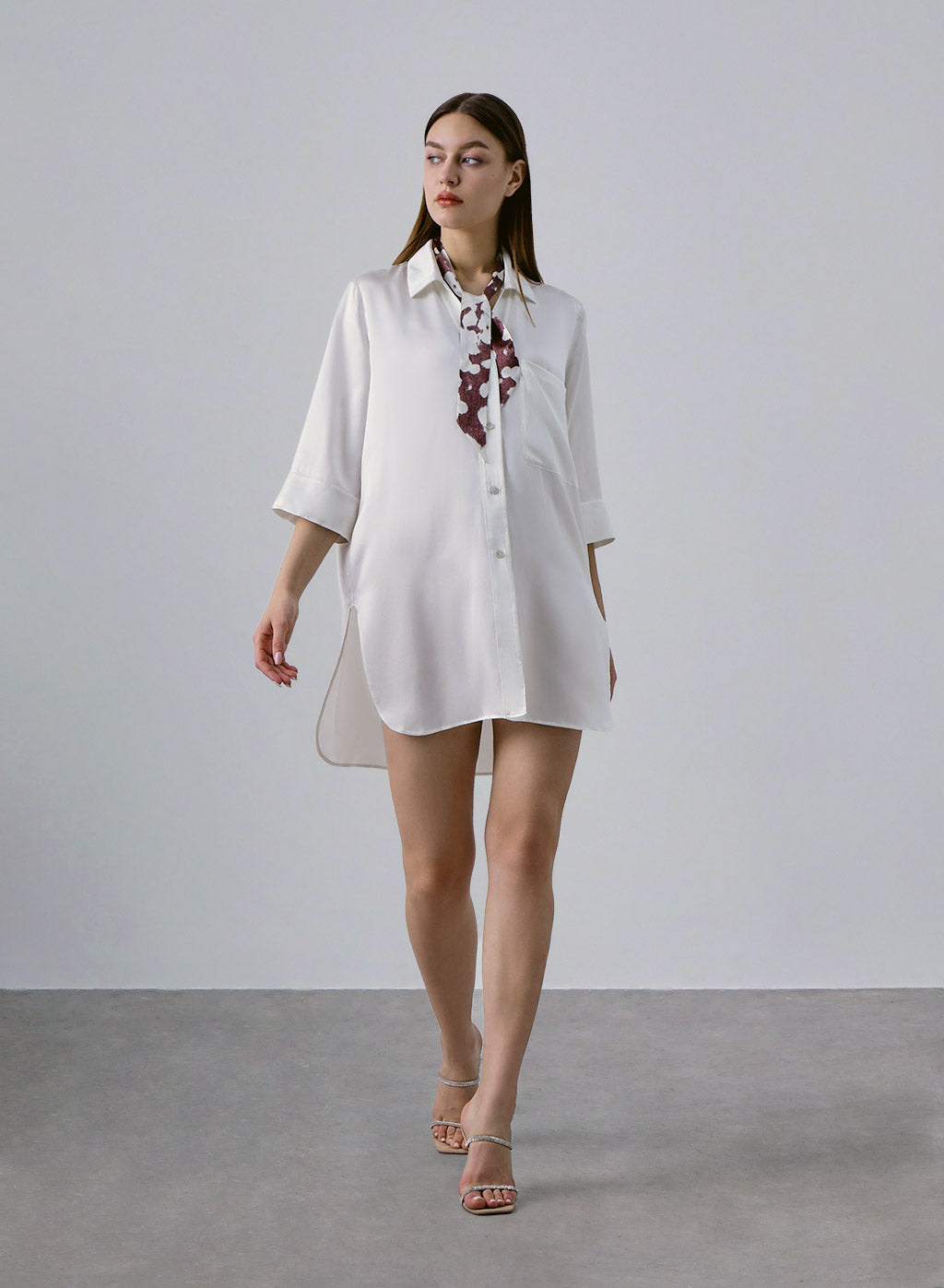 Coin Dot Print Silk Slender Scarf