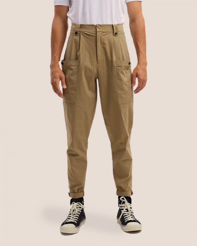 Cotton-Blend Tapered Leg Trousers