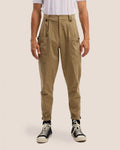 Cotton-Blend Tapered Leg Trousers