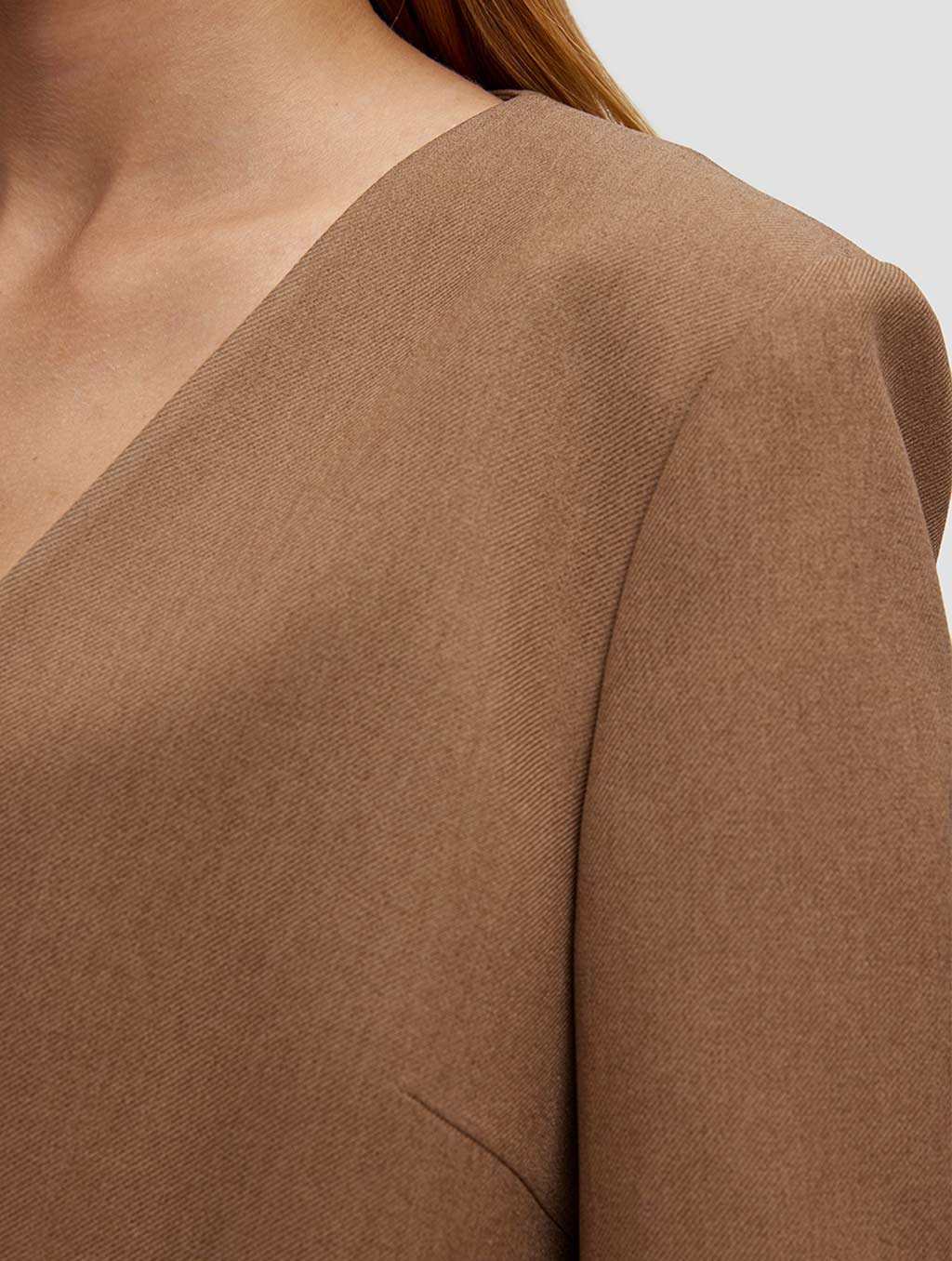 cropped one button blazer-detail-brown