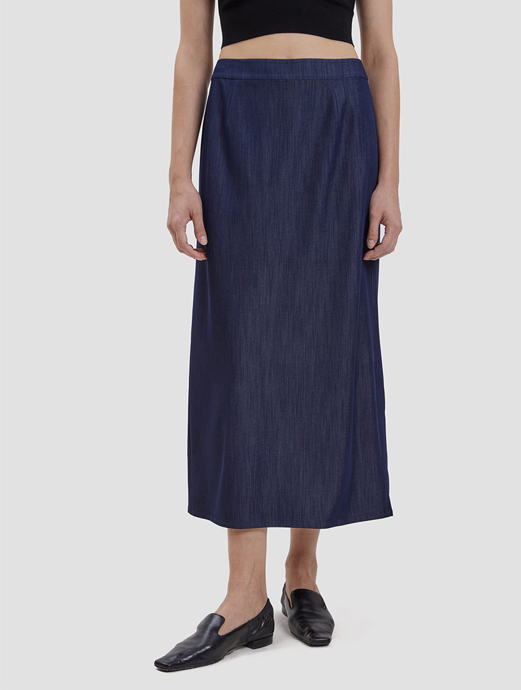 denim pencil skirt - back- navy blue1