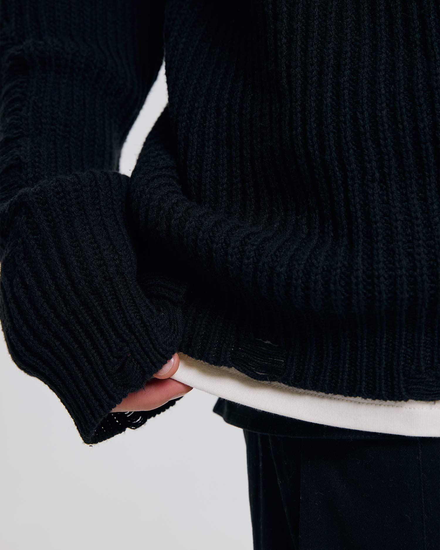 1 × Distressed Crewneck Sweater