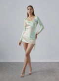 Drawstring Backless Silk Bodycon Dress