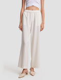 elastic band straight trousers - positive- nature white
