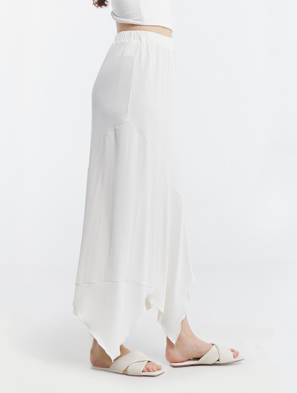 Elastic Waist Irregular Hem Skirt