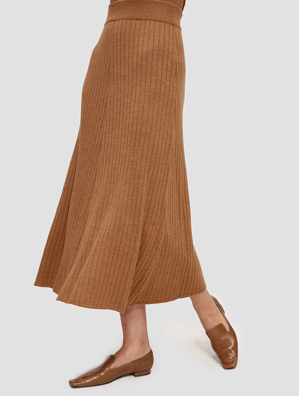 fare hem knit skirt - side- toffee