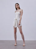 Lace Up Front Silk Slip Dress