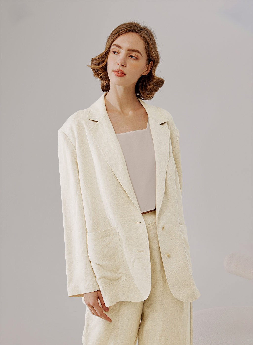 Linen Button-Up Blazer