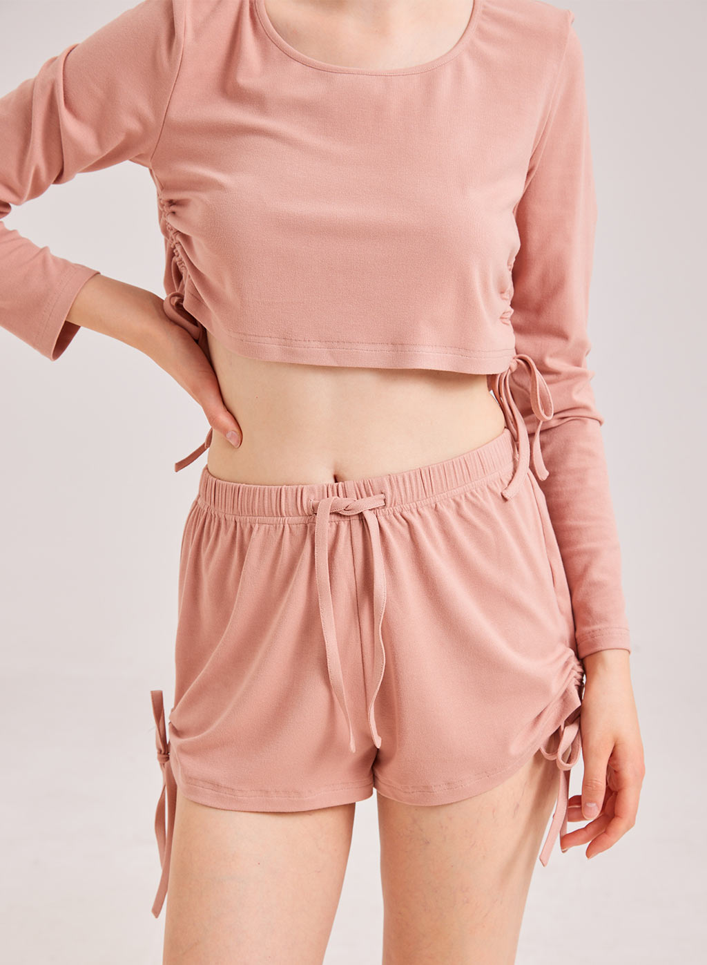 Ruched Side Drawstring Shorts