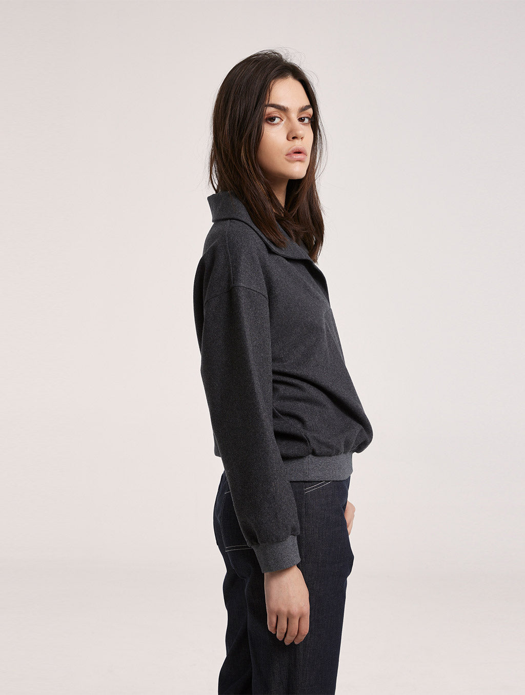 Open Collar Sweatshirt