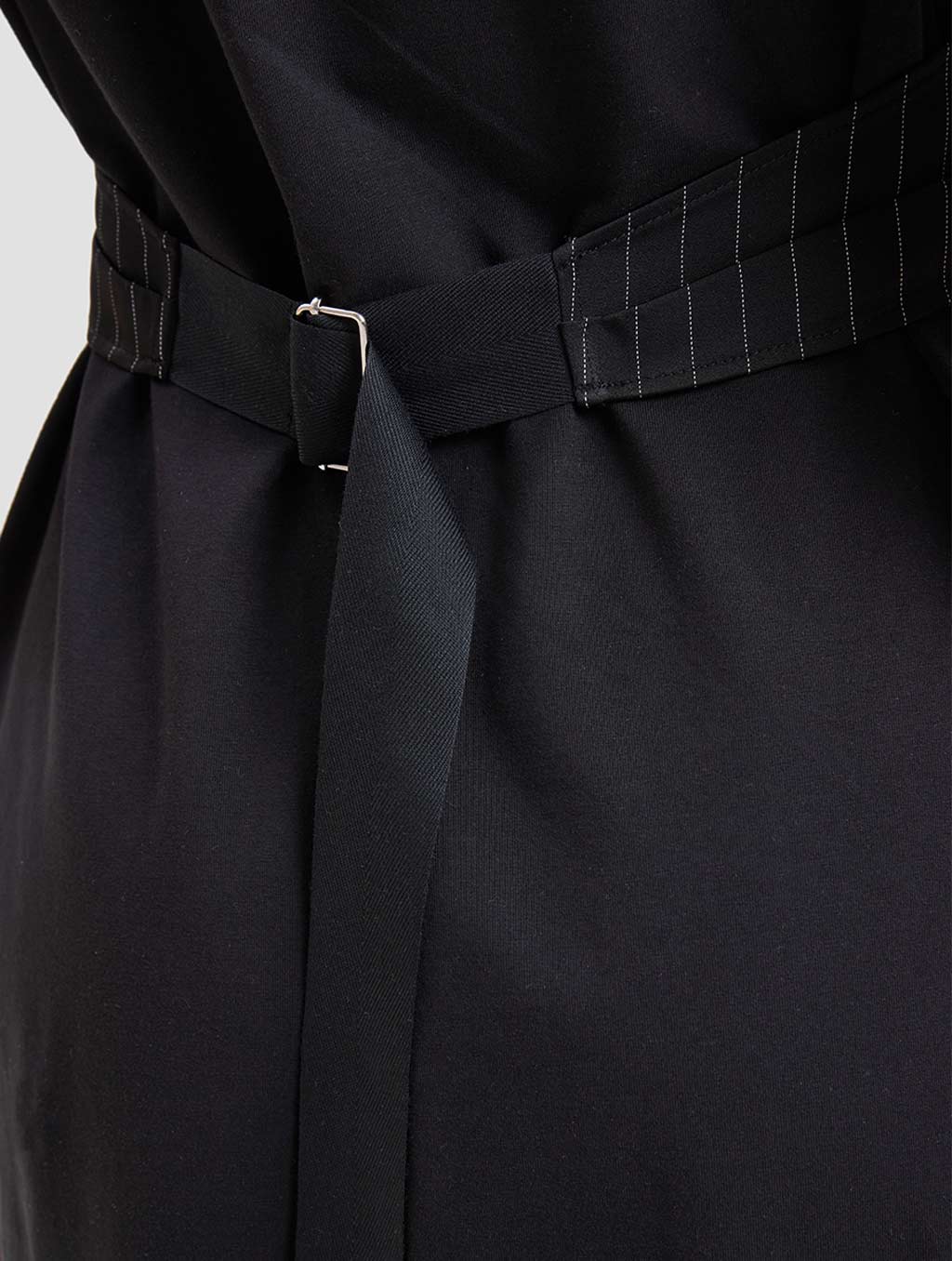 patchwork belted dress - detail -black