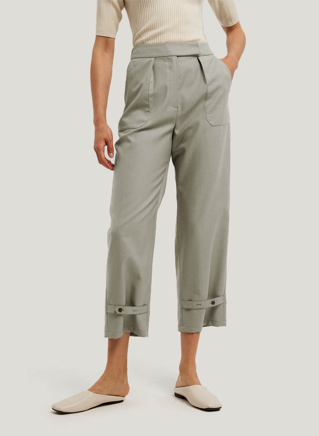Pleat Front Wool-Blend Trouser