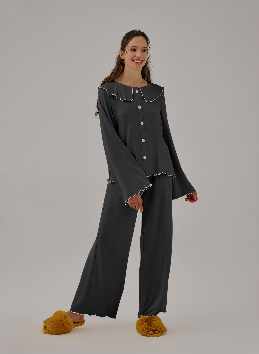 Ruffle Wide-leg Pajama Pants