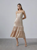 Segmented Tiered Silk Slip Dress
