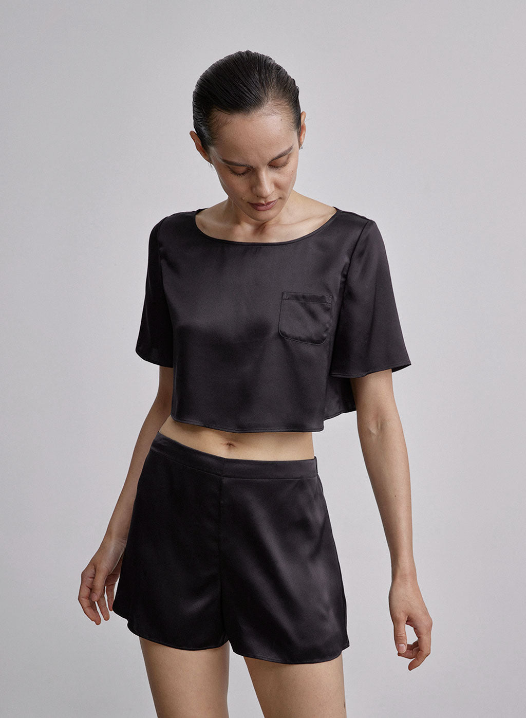 Pocket Silk Cropped Top