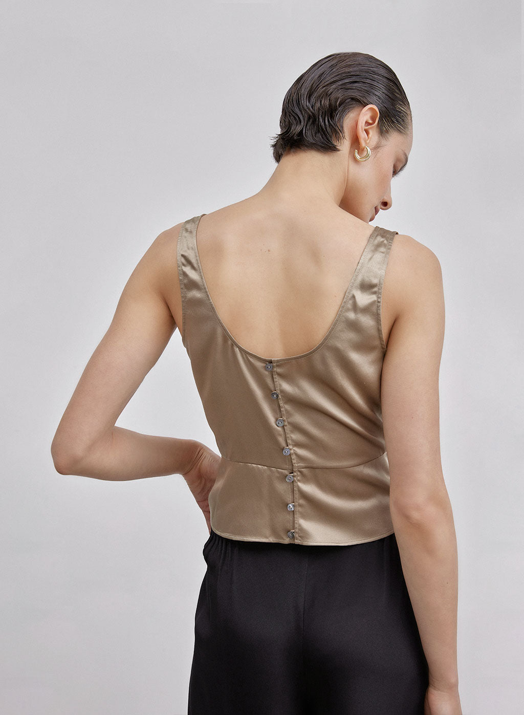 Sleeveless Wrap Knot Silk Cropped Top