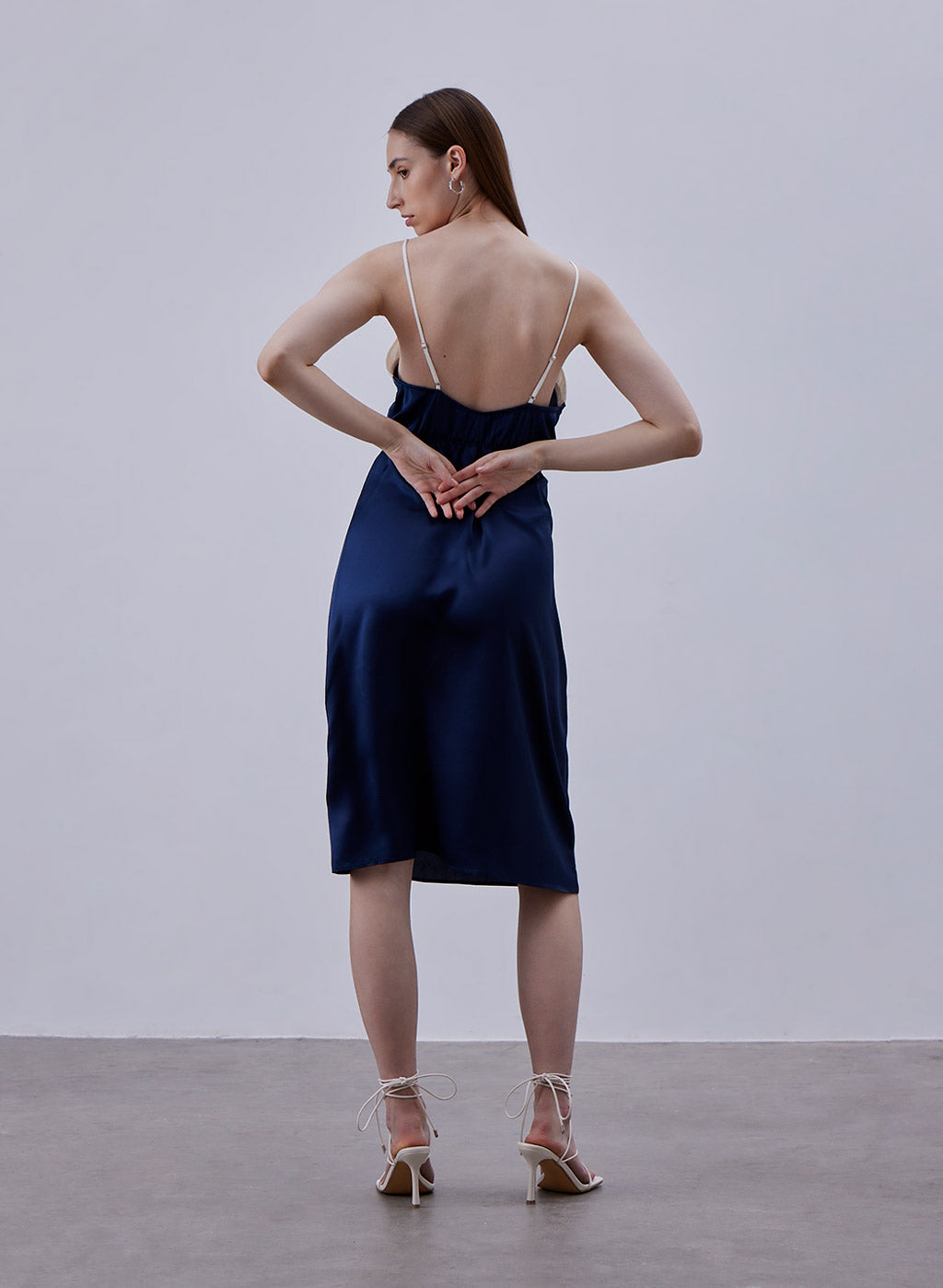 Split V-neck Tunic Silk Slip Dress