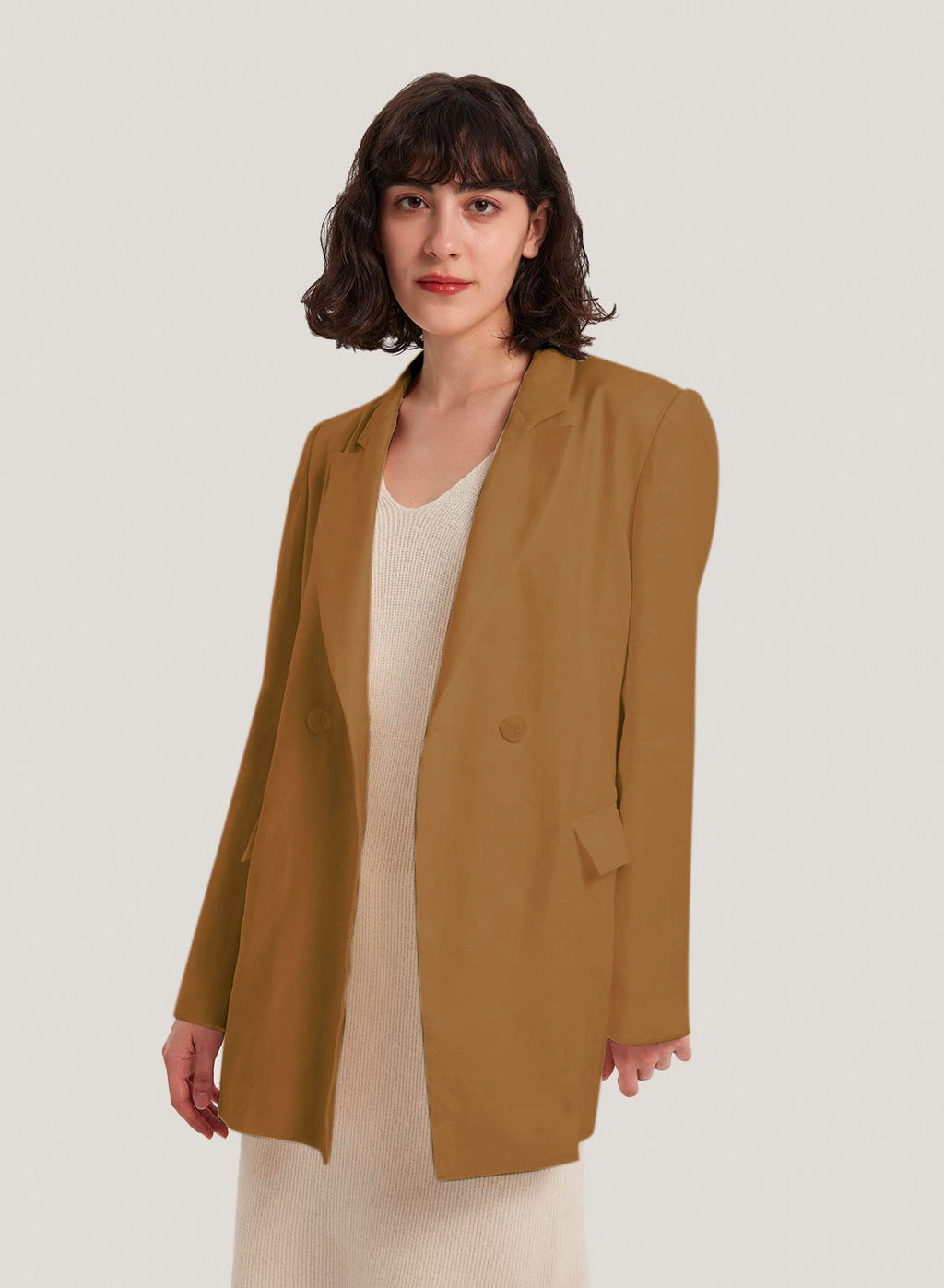 Tailored Linen-Blend Blazer