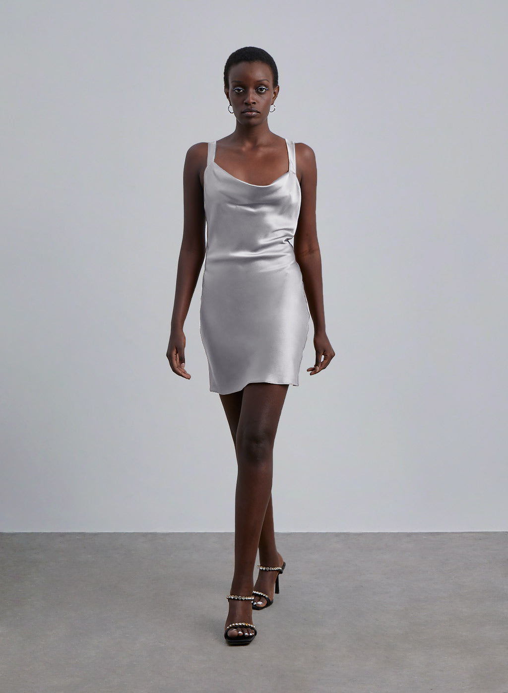 Wide Strap Silk Mini Dress